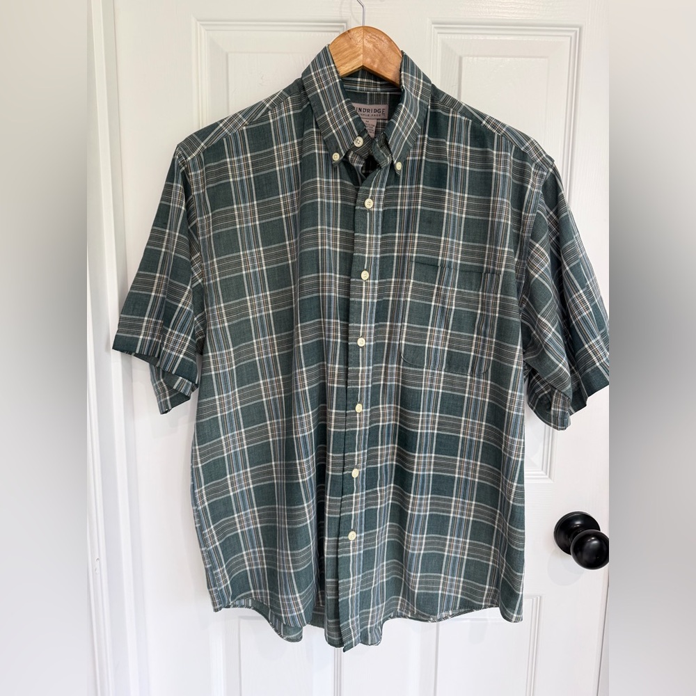 Windridge Wrinkle Free Green Plaid Button Down Shirt Men’s Medium